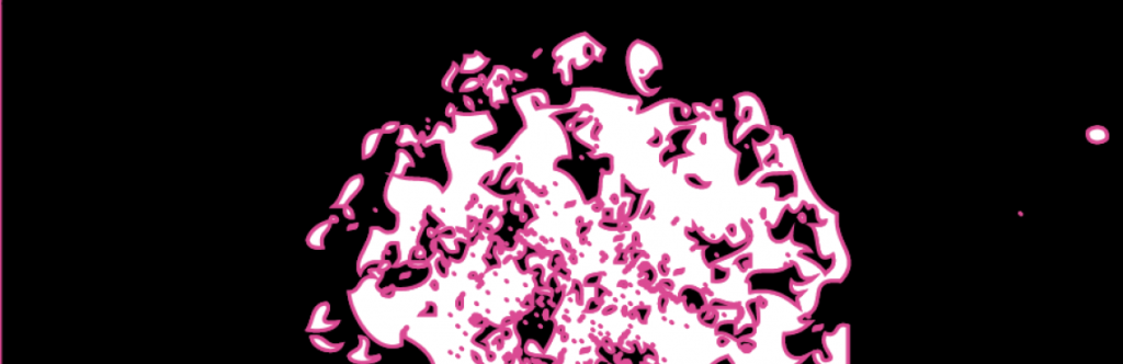 Image vectorisée du coronavirus. Noir et fuschia. 
