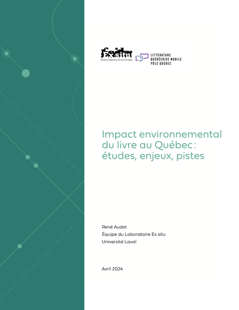 couverture, rapport Impact environnemental du livre au Québec